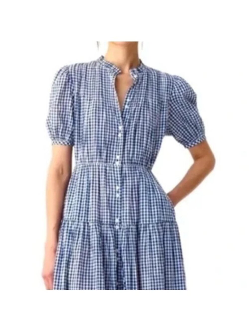 NWOT Gap X DOEN Gingham Tiered Maxi Dress Sz XXS - Picture 2 of 15